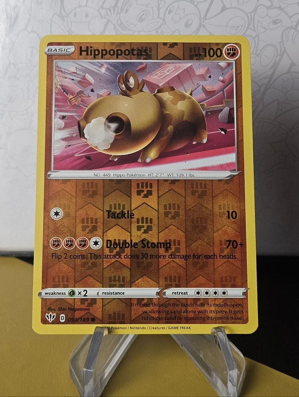 Hippopotas 093/189 Pokemon TCG Reverse Holo Rare